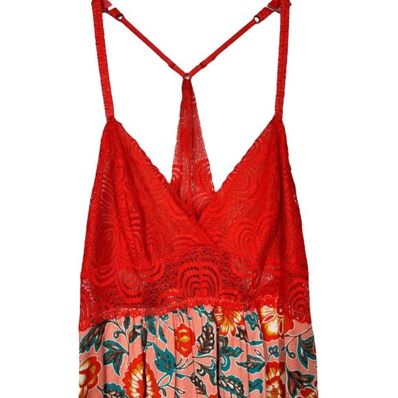 Josie Natori Paisley Floral Lace Nightgown Robe Set S/M Pink Red Matching Sleep - Picture 3 of 10